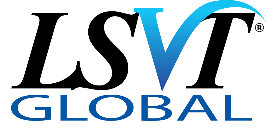 logo for LSVT Global with text in black and blue